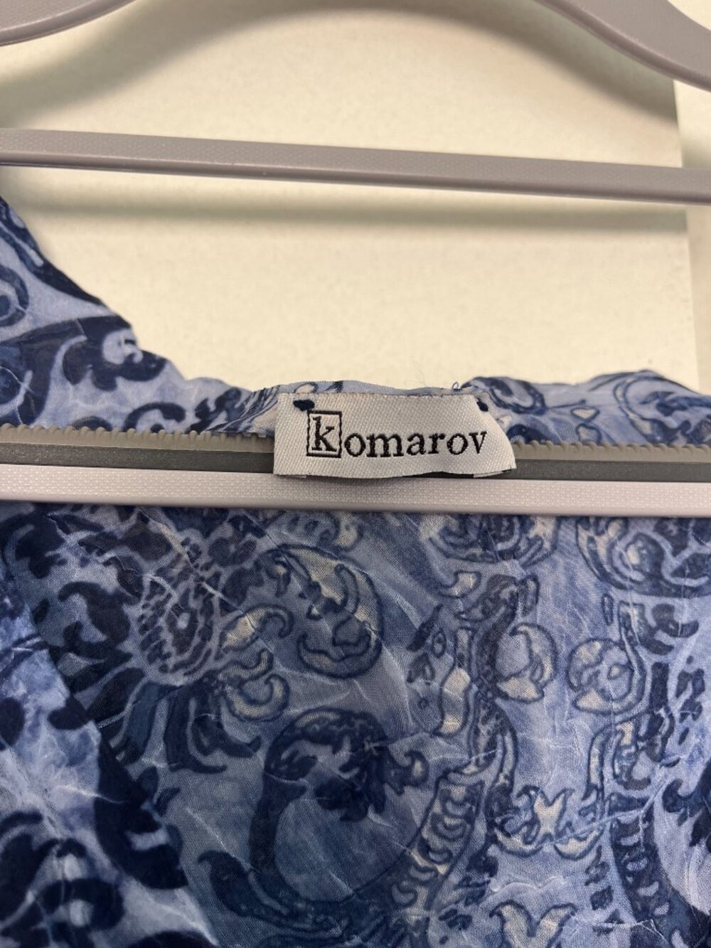 Blue paisely, Komarov dress, lined with scalloped hem — size - Picture 5 of 5